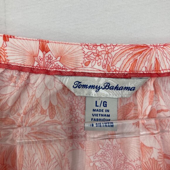 Tommy Bahama Large Red White Floral Puff Sleeve Button Down Blouse Feminine - Picture 3 of 11